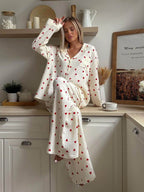 Meryl - Women's Heart Print Pajama Set