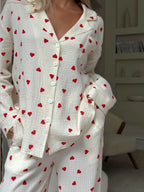 Meryl - Women's Heart Print Pajama Set