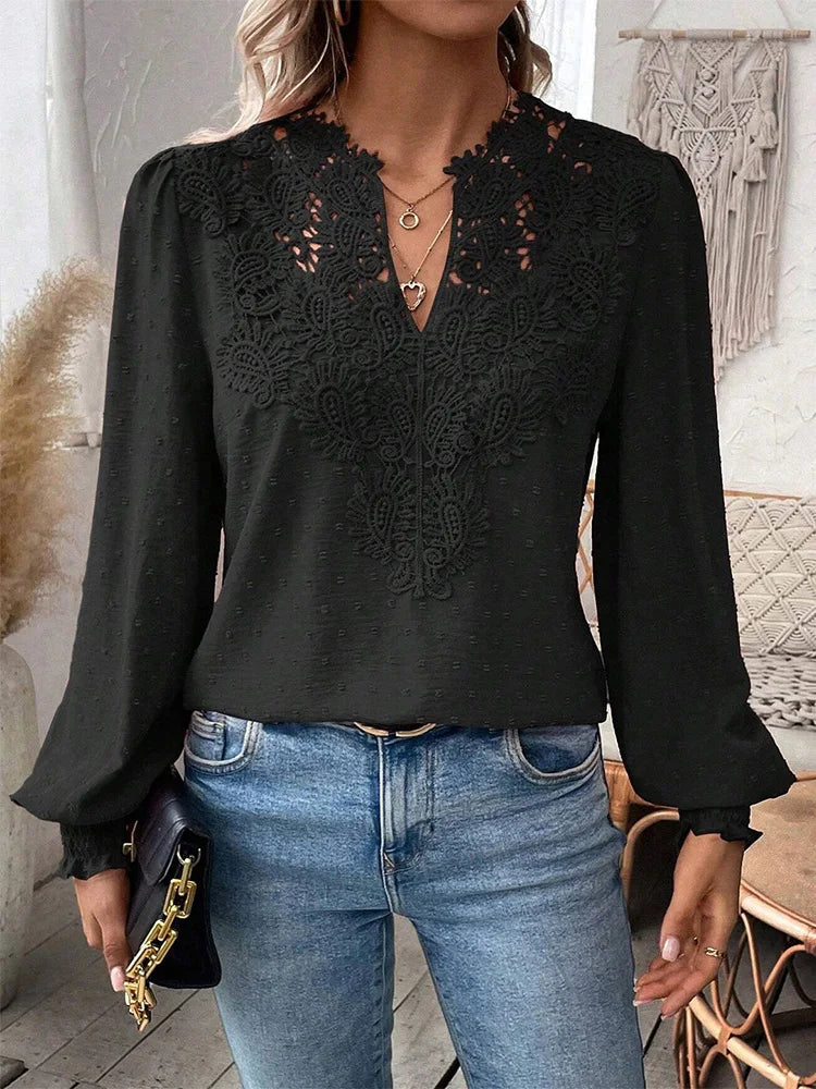 Mette | Women's Elegant Lace Detail Blouse