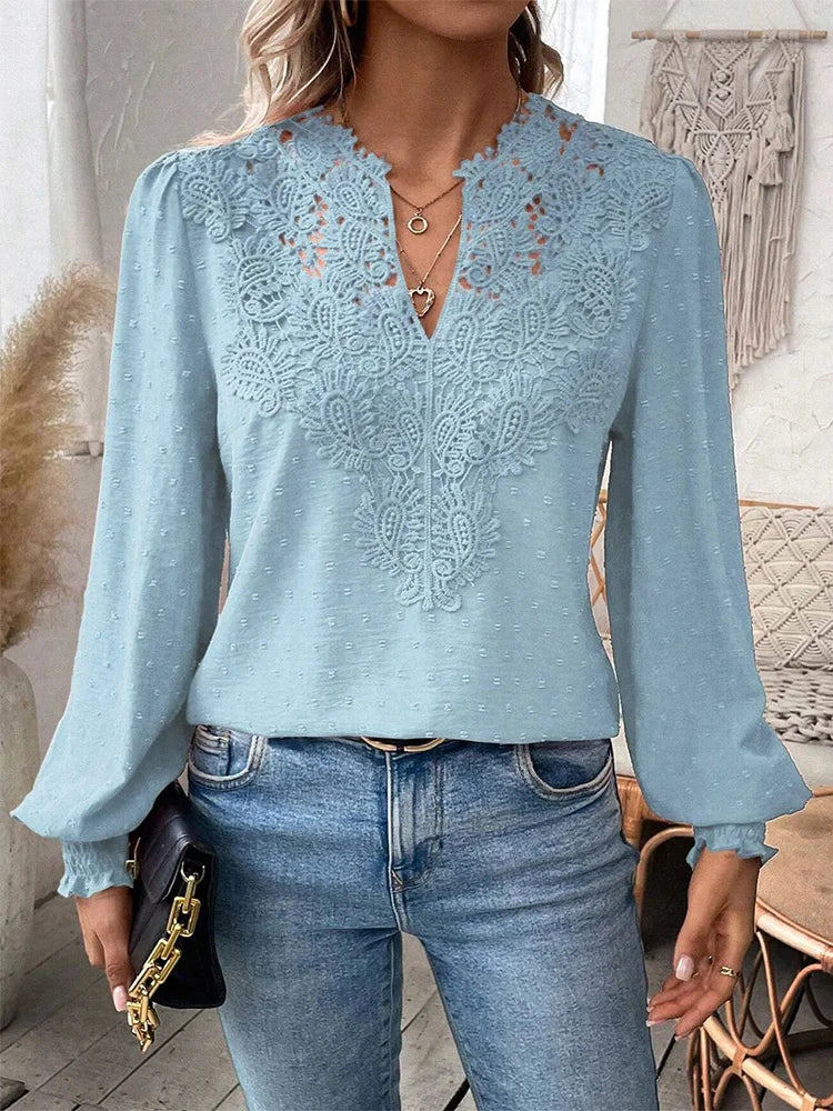 Mette | Women's Elegant Lace Detail Blouse