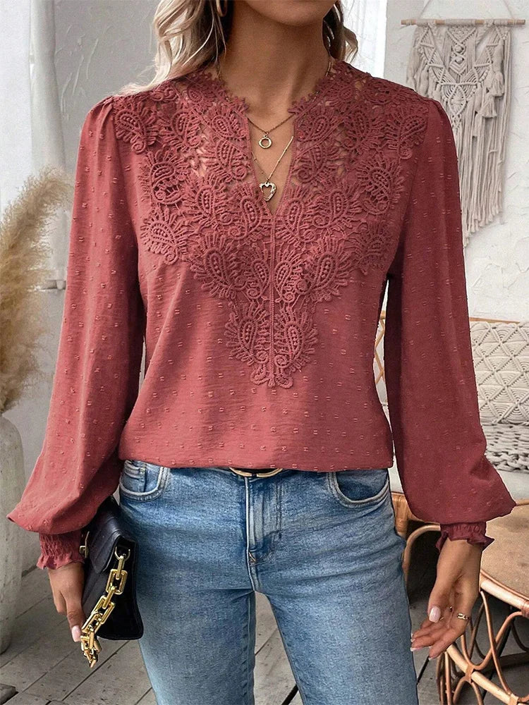 Mette | Women's Elegant Lace Detail Blouse
