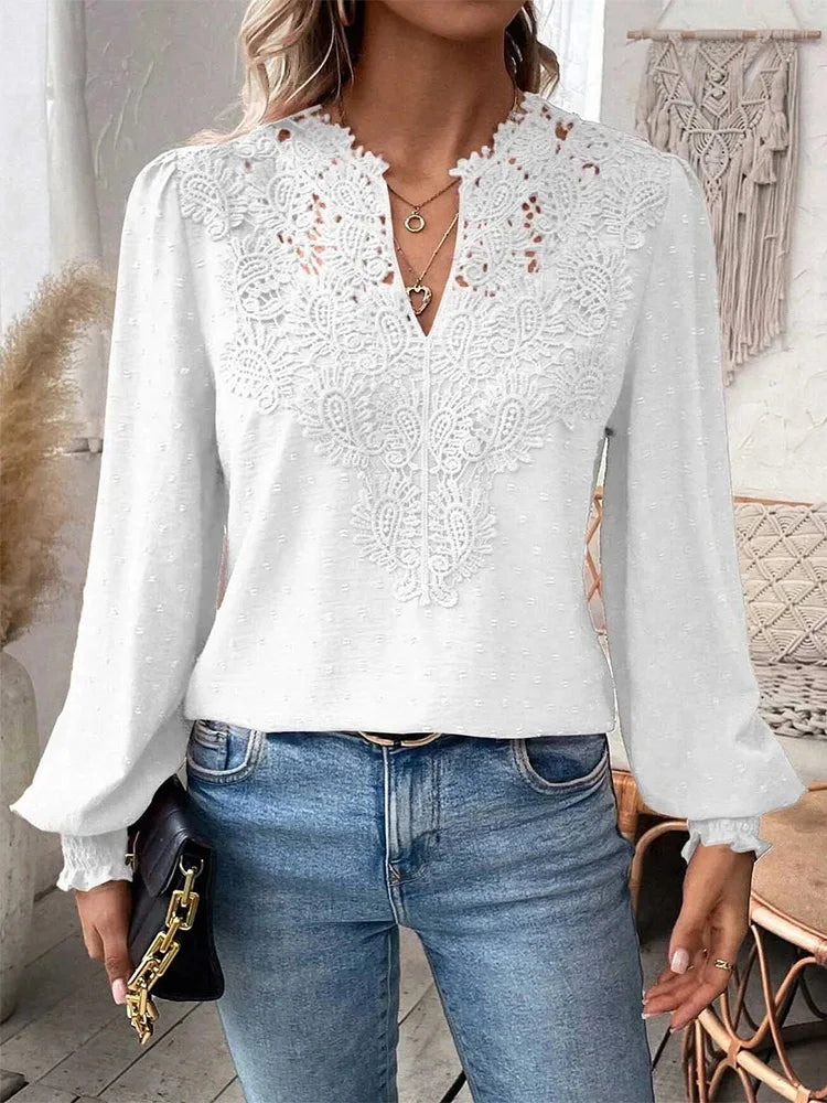Mette | Women's Elegant Lace Detail Blouse