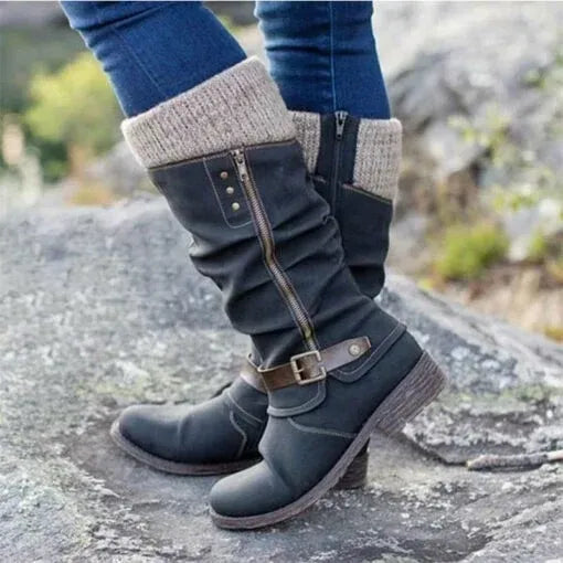Nadia | Women's Knee-High Boots with Buckle Detail