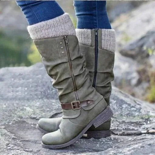 Nadia | Women's Knee-High Boots with Buckle Detail