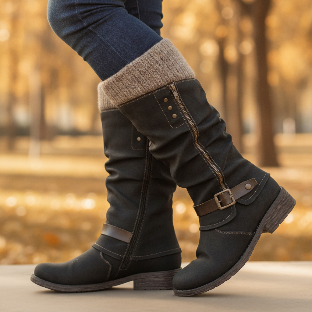Nadia | Women's Knee-High Boots with Buckle Detail