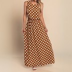 Nadia | Women's Polka Dot Maxi Dress with Sleeveless Design