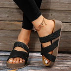 Marlowe | Women's Platform Slide Sandals with Braided Straps