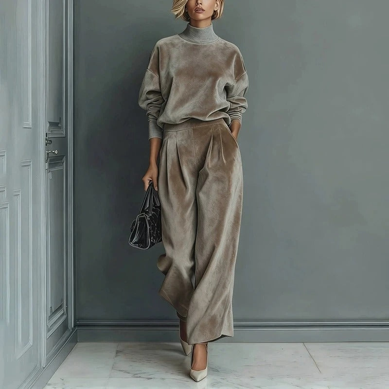 Nia - Women's Chic Loungewear Set with Pleated Pants