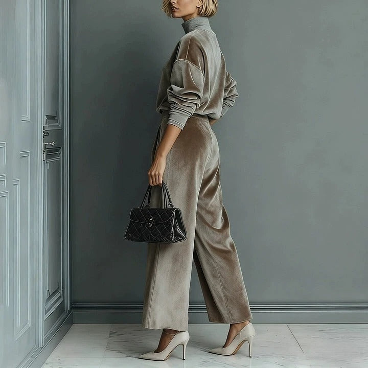 Nia - Women's Chic Loungewear Set with Pleated Pants