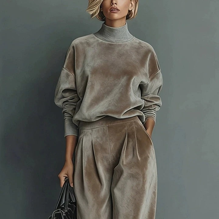 Nia - Women's Chic Loungewear Set with Pleated Pants