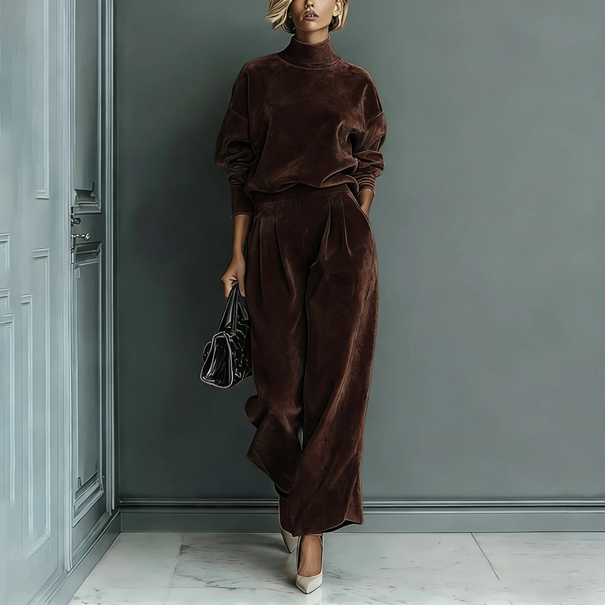 Nia - Women's Chic Loungewear Set with Pleated Pants