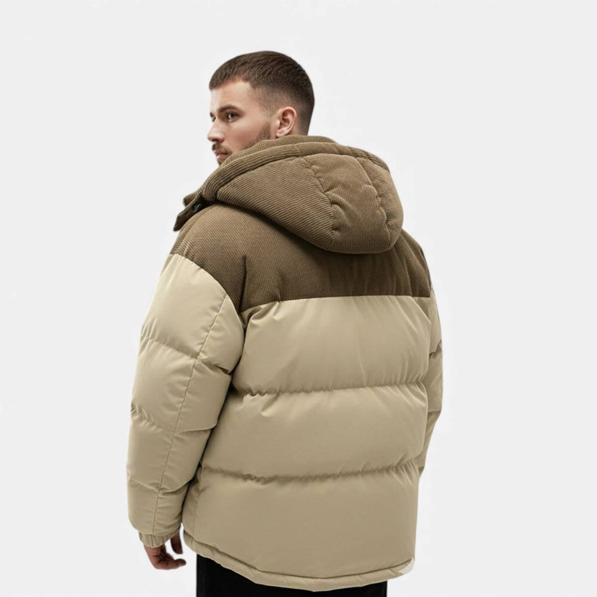 Niall - Men's Classic Corduroy-Trimmed Puffer Jacket