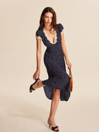 Nola | Women's Elegant Polka Dot Midi Dress