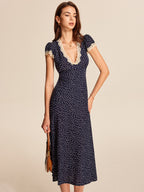 Nola | Women's Elegant Polka Dot Midi Dress
