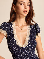 Nola | Women's Elegant Polka Dot Midi Dress