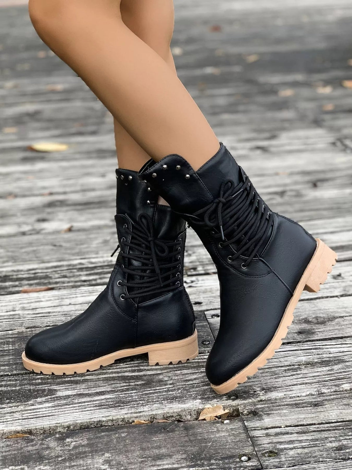Nola - Women's Lace-Up Calf Boots