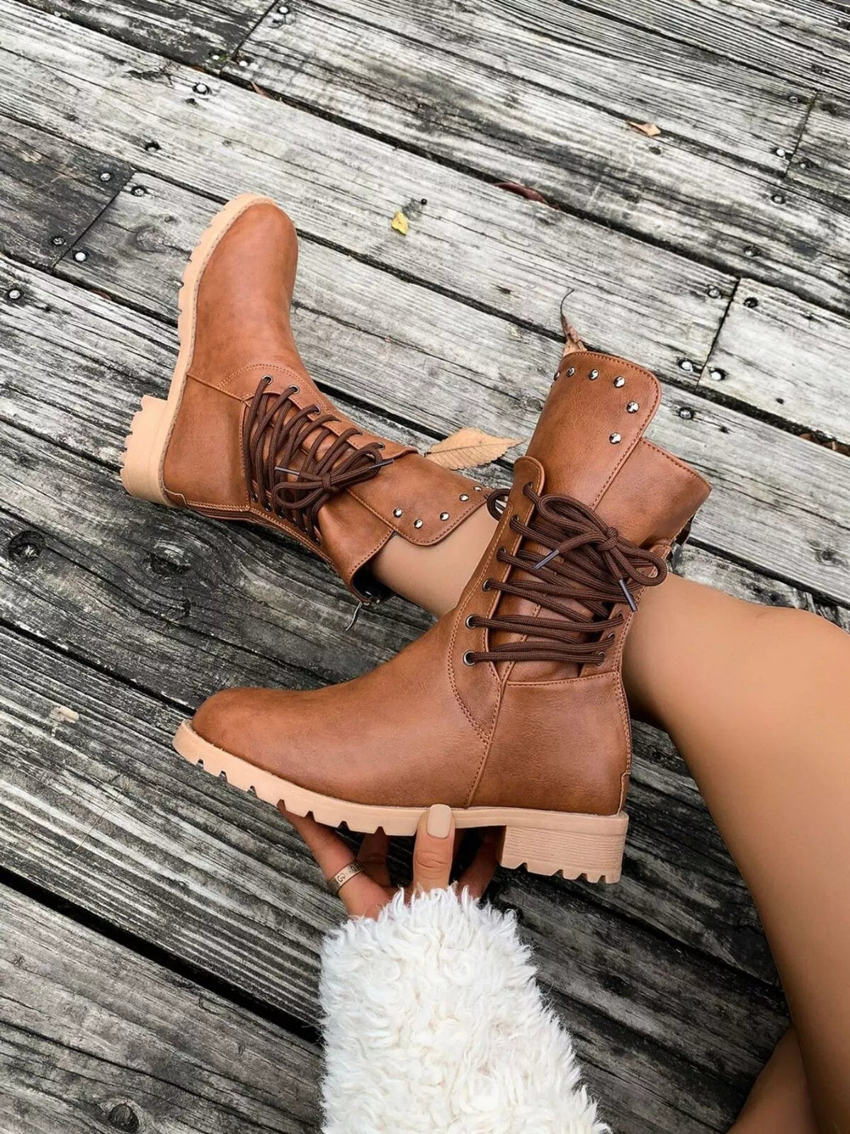 Nola - Women's Lace-Up Calf Boots