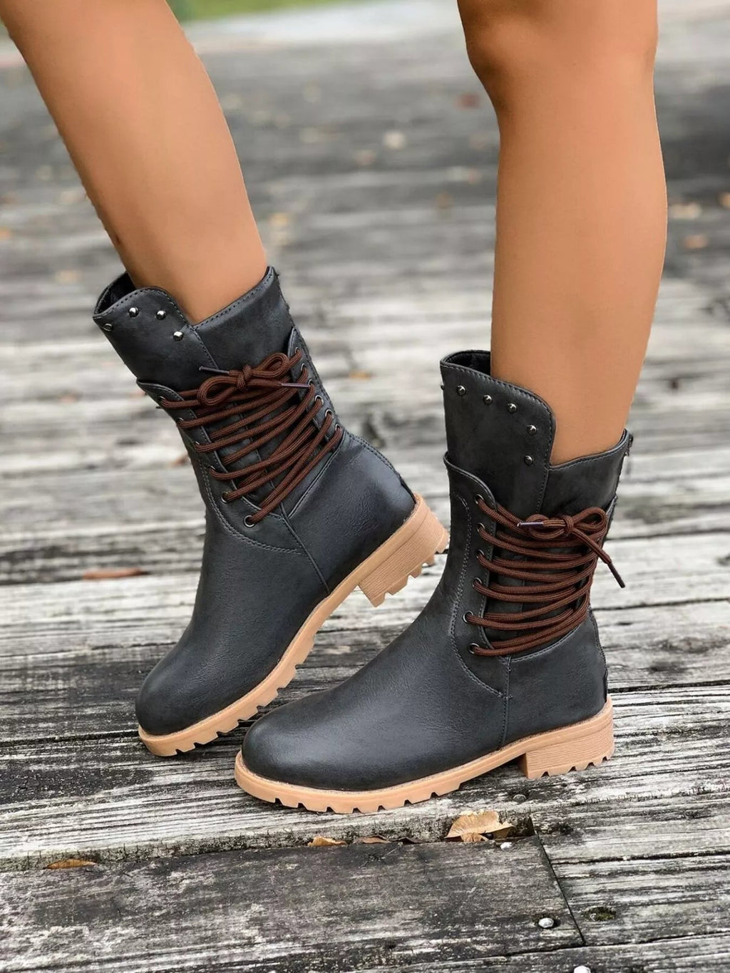 Nola - Women's Lace-Up Calf Boots