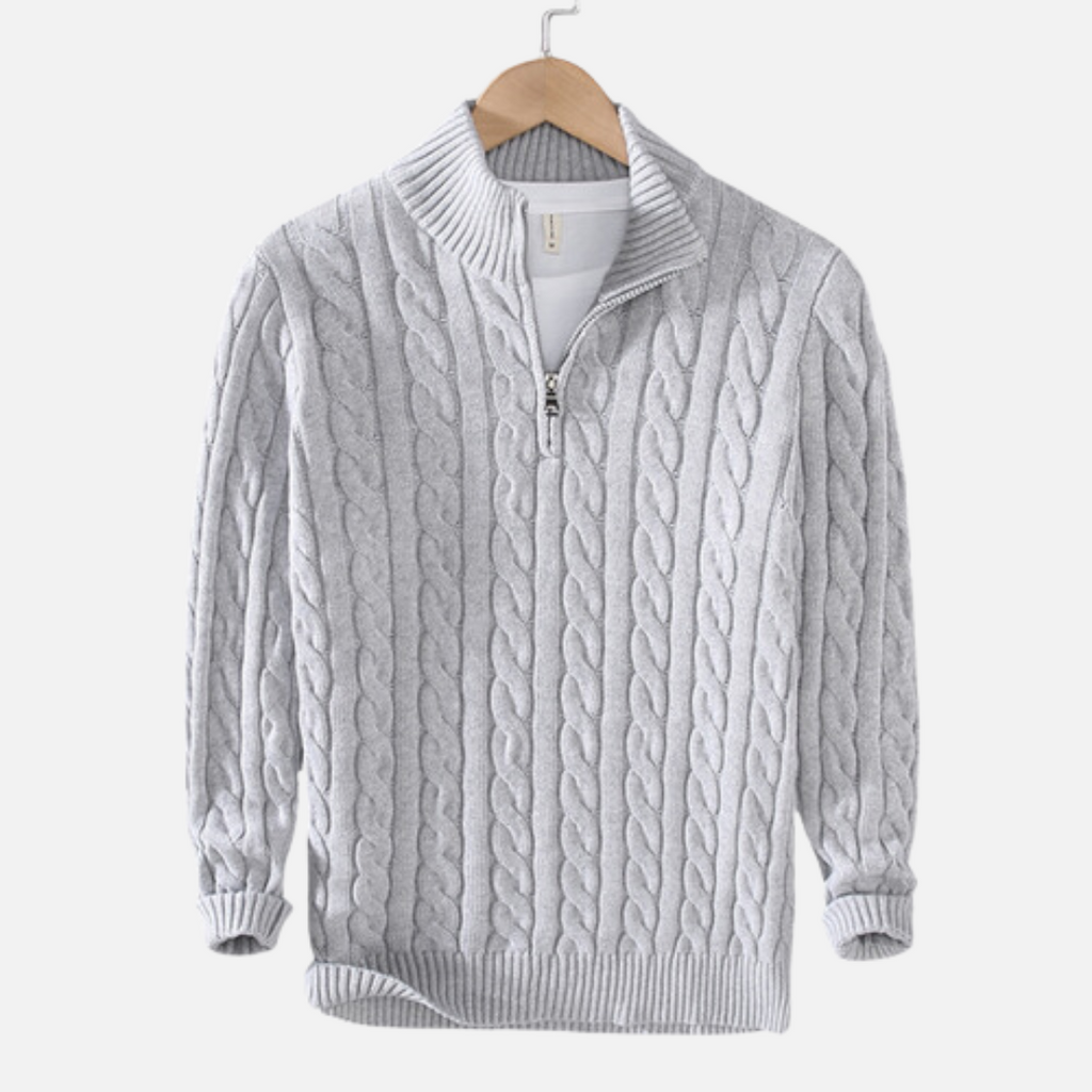 Nolan - Men's Classic Cable Knit Quarter Zip Sweater