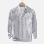 Nolan - Men's Classic Cable Knit Quarter Zip Sweater
