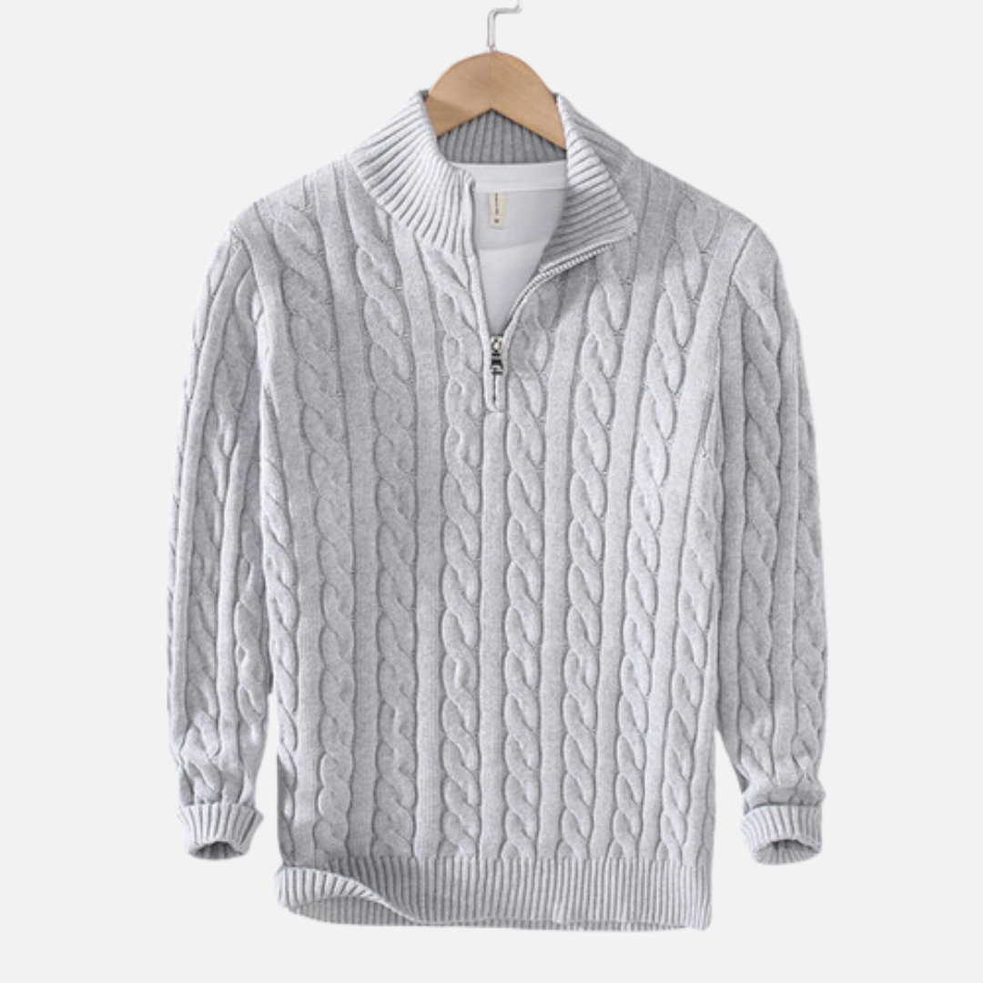 Nolan - Men's Classic Cable Knit Quarter Zip Sweater