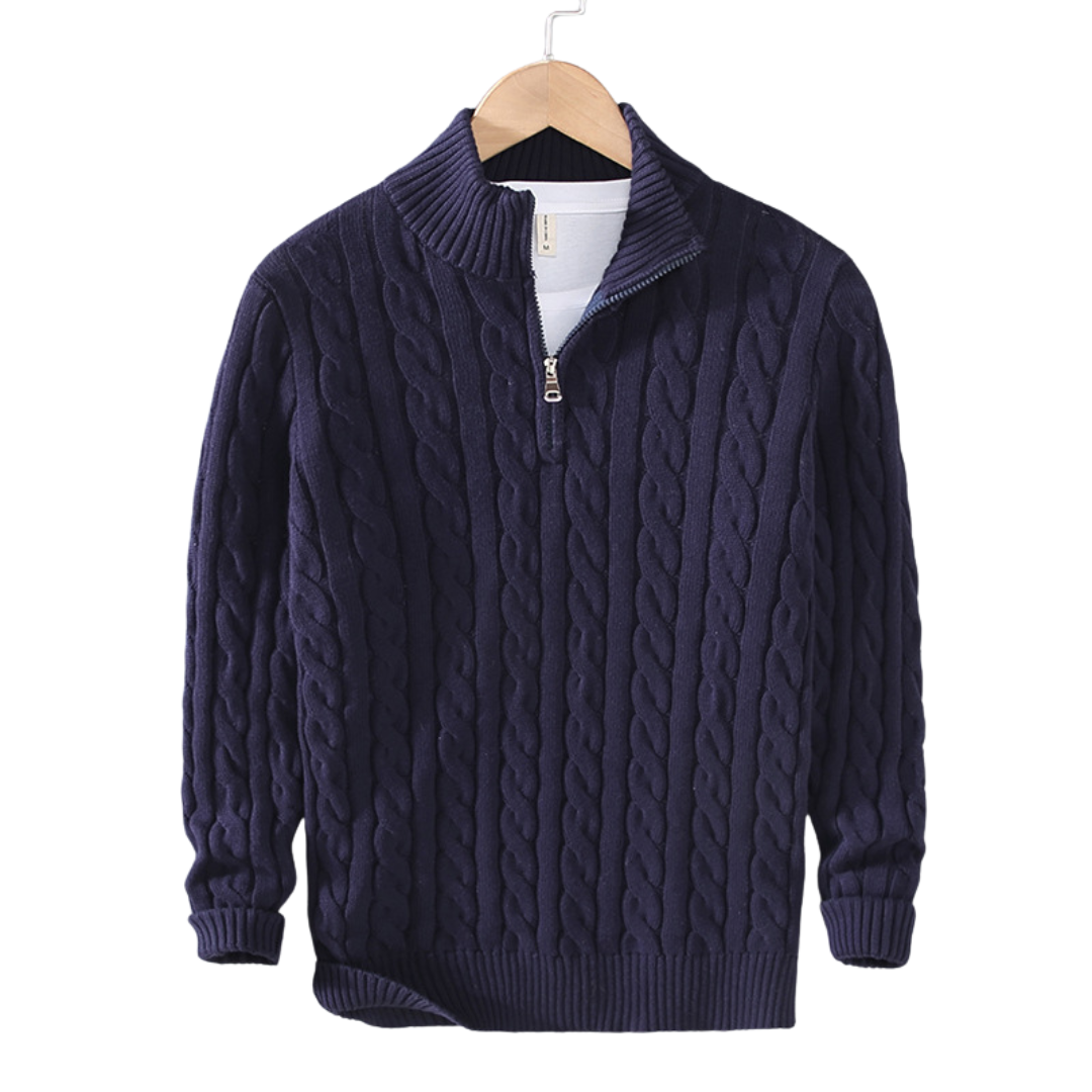 Nolan - Men's Classic Cable Knit Quarter Zip Sweater