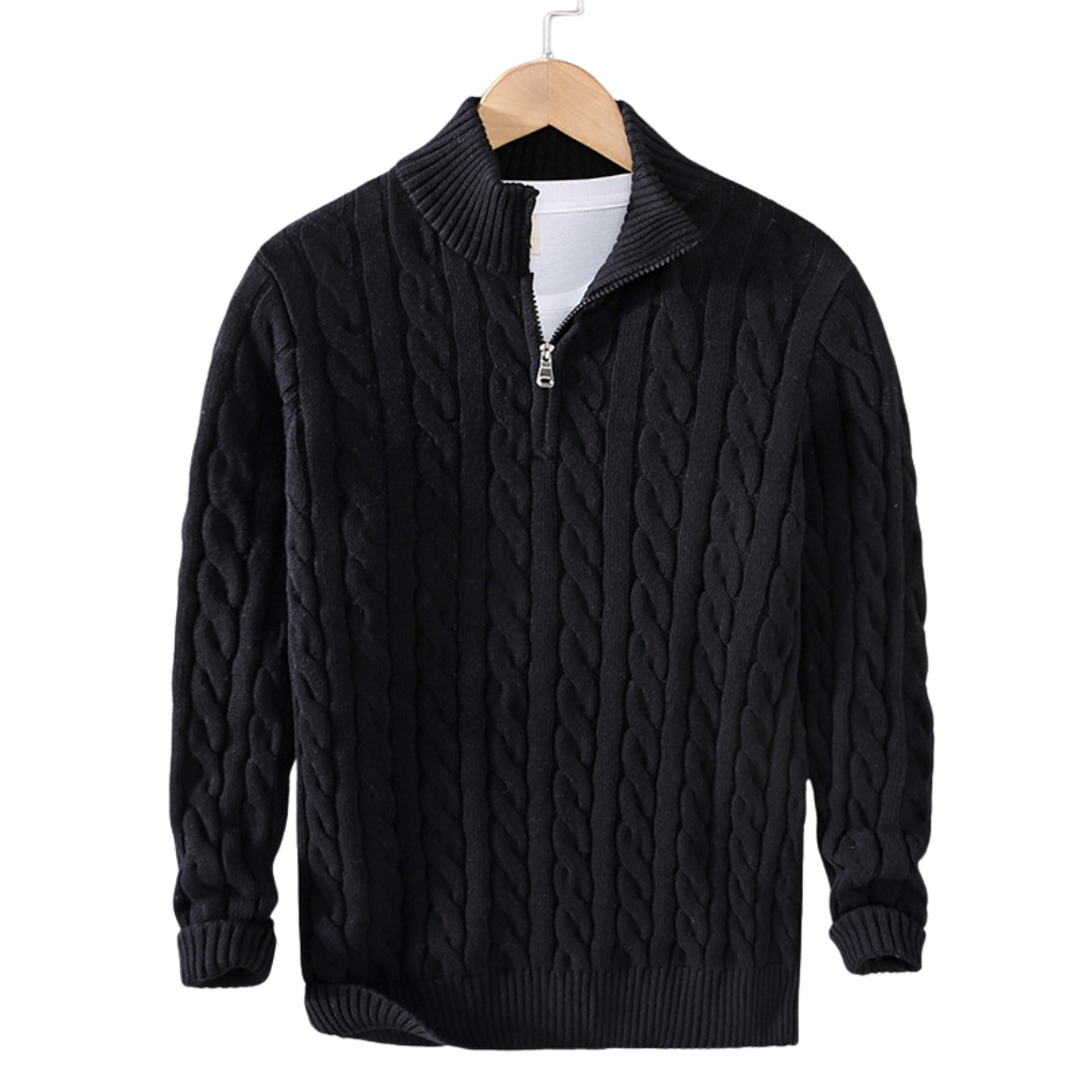 Nolan - Men's Classic Cable Knit Quarter Zip Sweater