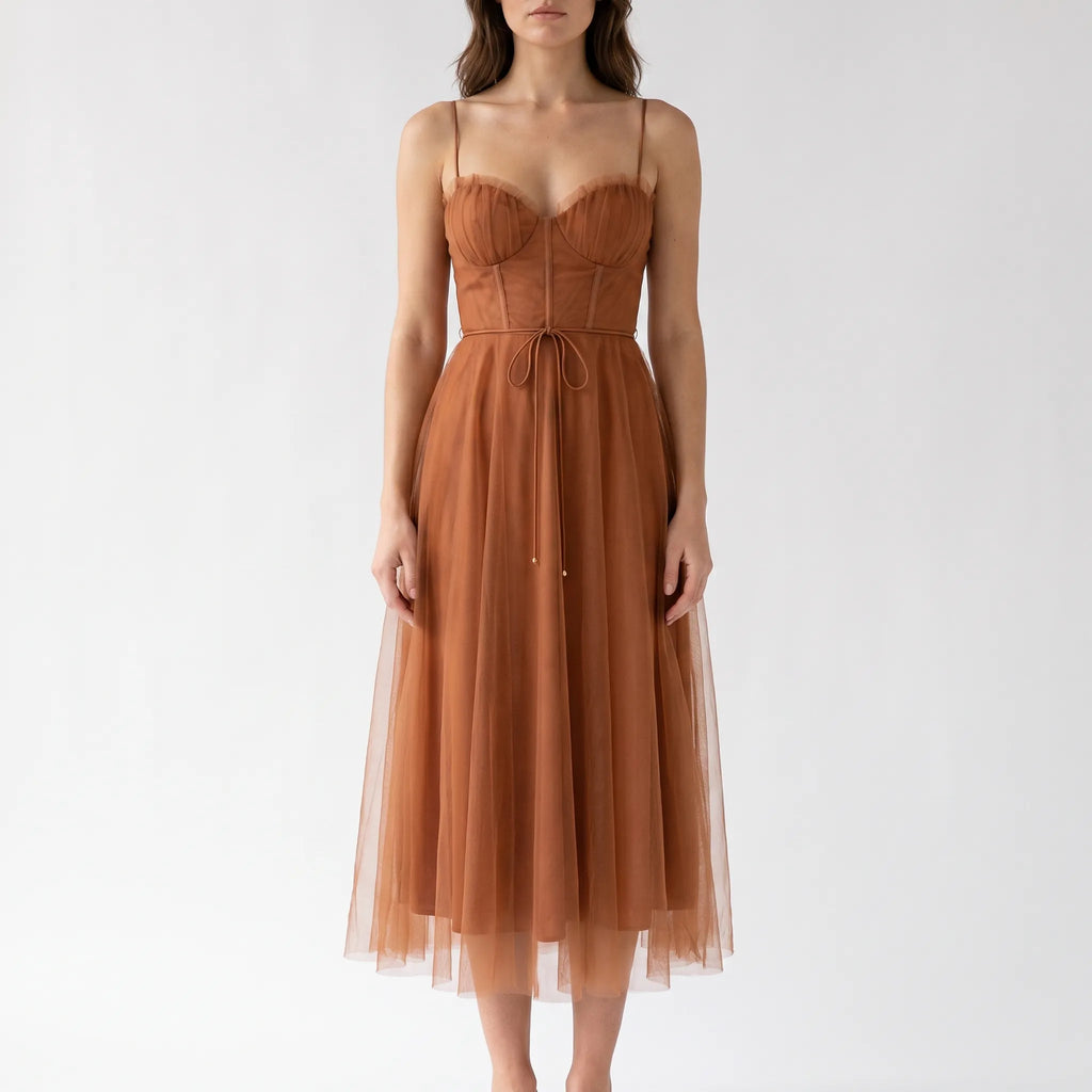 Novalie - Structured Bodice Corset Midi Dress