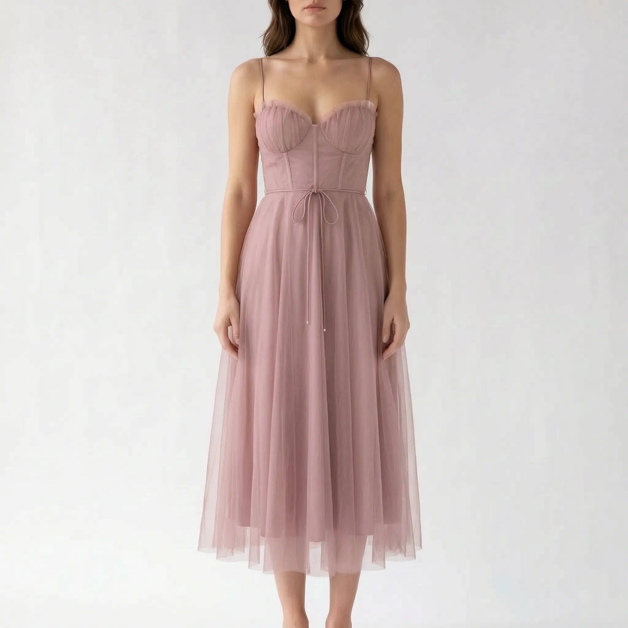 Novalie - Structured Bodice Corset Midi Dress