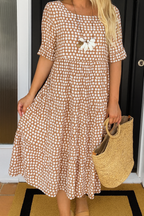 Ophelia | Women's Polka Dot Midi Dress with Flowy Skirt