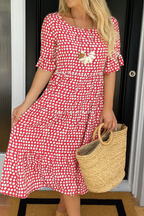 Ophelia | Women's Polka Dot Midi Dress with Flowy Skirt