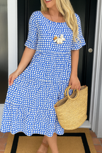 Ophelia | Women's Polka Dot Midi Dress with Flowy Skirt