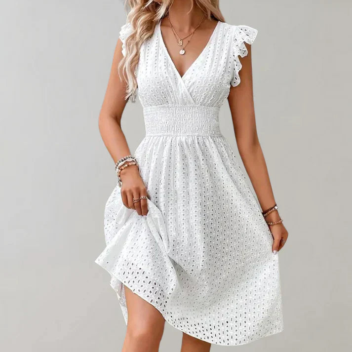 Jolene | Women's Elegant Eyelet Midi Sundress