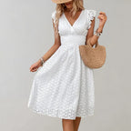 Jolene | Women's Elegant Eyelet Midi Sundress