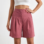 Pleatora - High-Waisted Wide-Leg Shorts