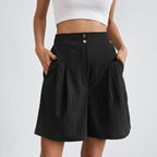 Pleatora - High-Waisted Wide-Leg Shorts