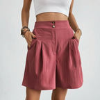 Pleatora - High-Waisted Wide-Leg Shorts