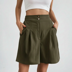 Pleatora - High-Waisted Wide-Leg Shorts