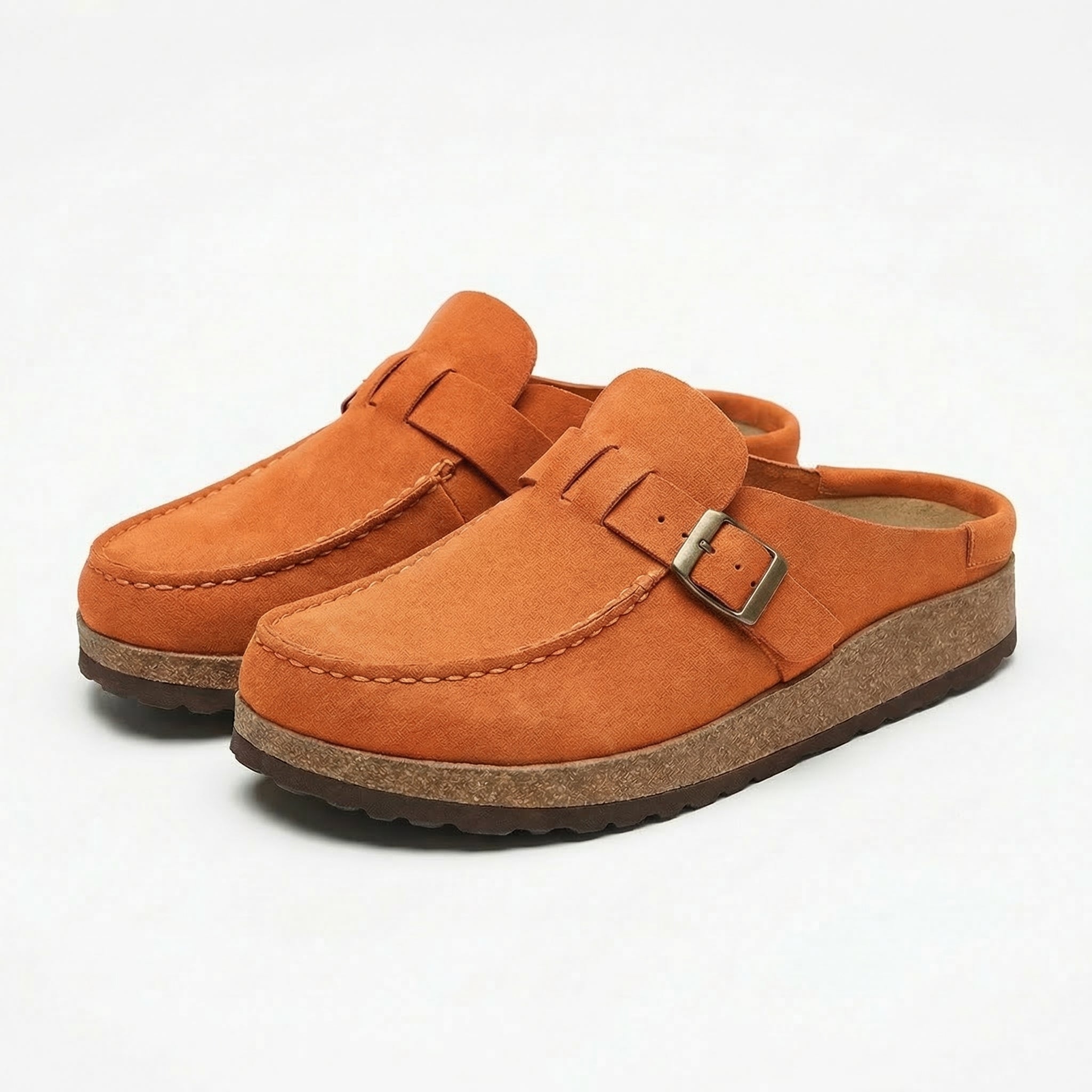 Remi | Women's Suede Clogs with Buckle Detail