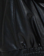 Renata - Women's Leather Bomber Jacket with Plaid Skirt