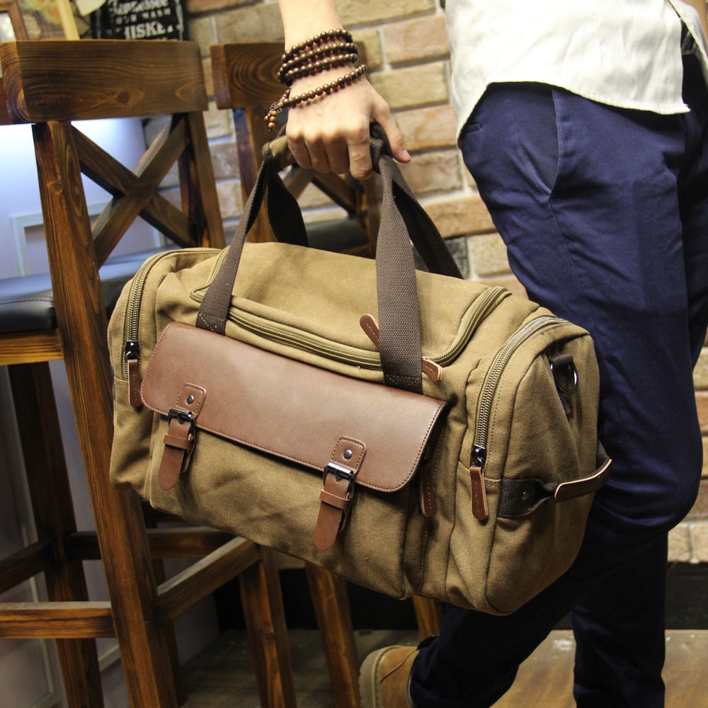 Rowan - Men's Versatile Duffle Bag with Faux Leather Trim