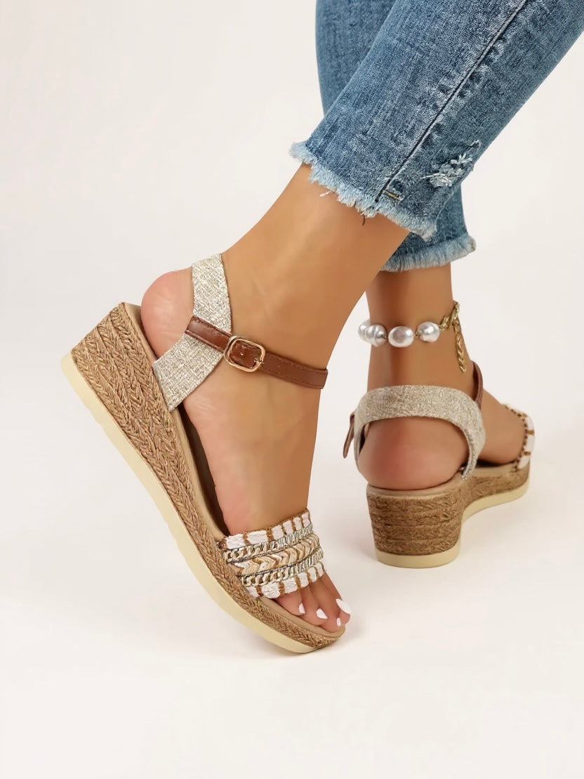 Rowan | Women's Boho Wedge Sandals with Ankle Strap