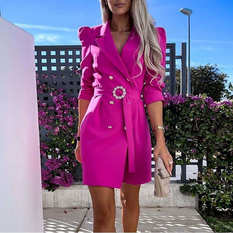 Rowan - Women's Elegant Double-Breasted Mini Dress