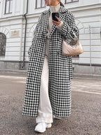 Rowan - Women's Stylish Houndstooth Trench Coat