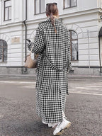 Rowan - Women's Stylish Houndstooth Trench Coat