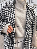 Rowan - Women's Stylish Houndstooth Trench Coat