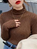 Rowan - Women's Textured Knit Turtleneck Tops