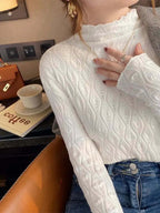 Rowan - Women's Textured Knit Turtleneck Tops