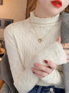 Rowan - Women's Textured Knit Turtleneck Tops
