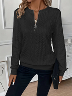 Rowan | Women's Textured Quarter Zip Sweater